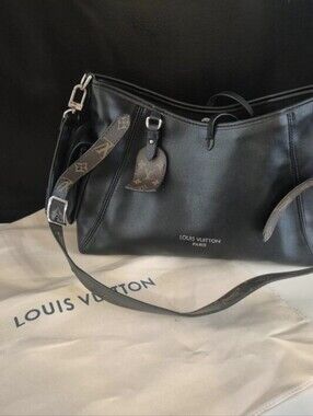 Carry All Cargo Shoulder Bag with Monogram Brown Strap